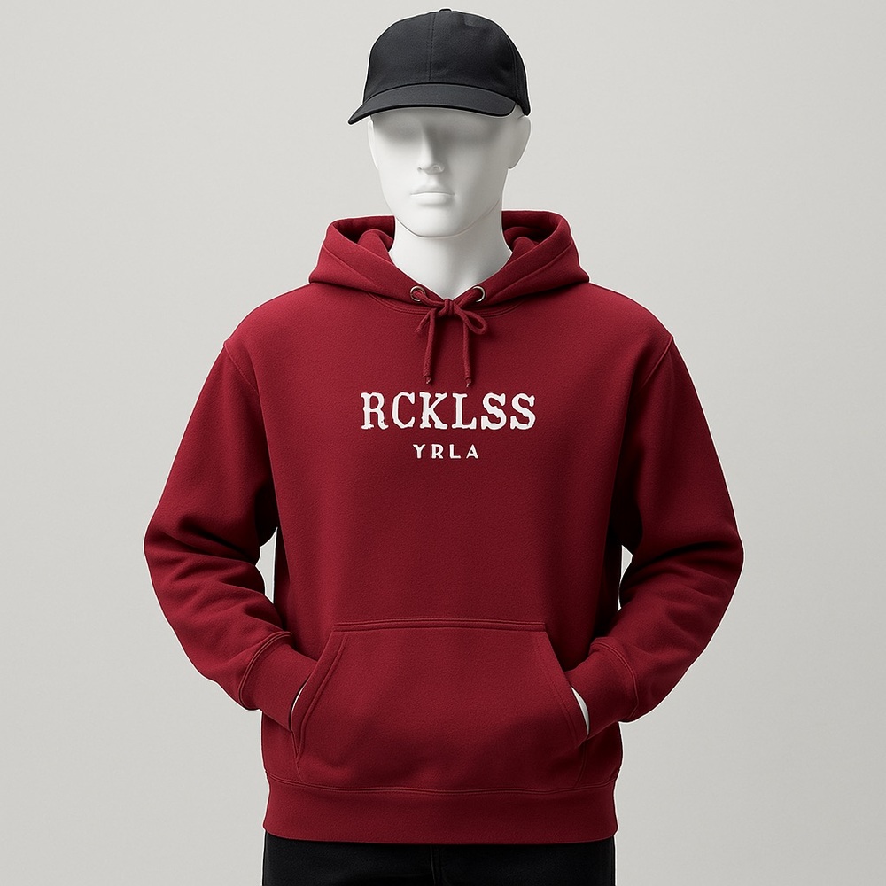RCKLSS Burgundy Hoodie with Logo